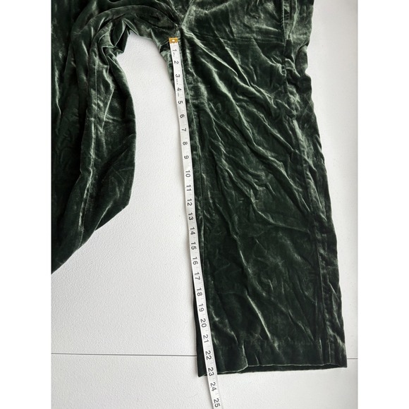 Madewell Velvet Wide Leg Crop Pants Elastic Waist Green XS - Picture 6 of 7